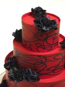 red and black wedding cake